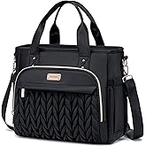Weitars Insulated Lunch Bag for Women,Leak Proof Lunch Box for Work,Extra Large Lunch Tote Bag With Removable Shoulder Strap with Side Pockets,Reusable Lunch Bag For Picnic Hiking (Black-02)