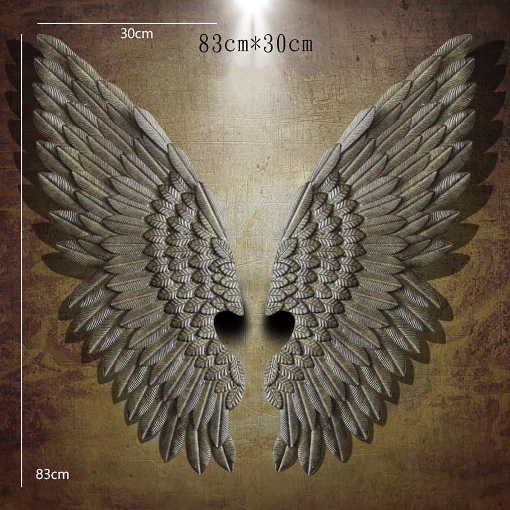 ZCCZS LOFT Wall Decoration Shelf 3D Angel Wing Art Wall Decorative Iron Retro Bar Wall LOFT Decorations Industrial decoration wall (Size : 83 * 30CM B, Style : Angel wings)