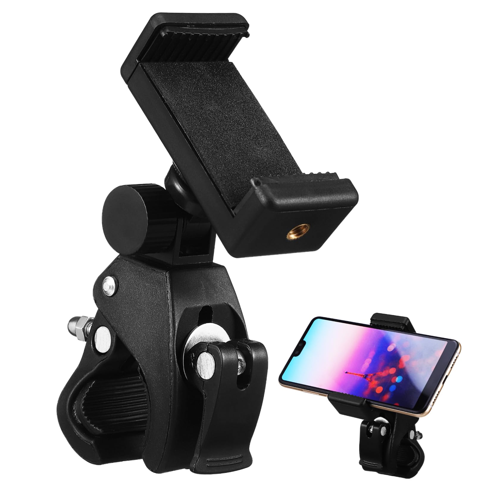 KONTONTY 1set Adjustable Mic Stand Phone Holder with Rotatable Clip Secure Clamp for Cell Phones and Tablets Durable Design for Musicians and Performers Compatible with Various Microphone Stands