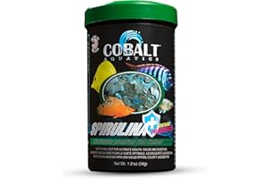 Cobalt International 23004N Cobalt Aquatics Spirulina Fish Food Flakes with Probiotics, White/Black, 1.2 oz