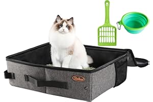 Deblue Portable Cat Travel Litter Box with Lid, Leak-Proof and Water-Proof, Lightweight Cat Litter Box for Car, Road Trip, Hotel, Airplane, and Outdoor-Grey
