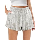 TERIVEEK Camo Sweat Shorts Women Maple Leaf Camouflage High Waisted Lounge Casual Athletic Workout Shorts with Pockets