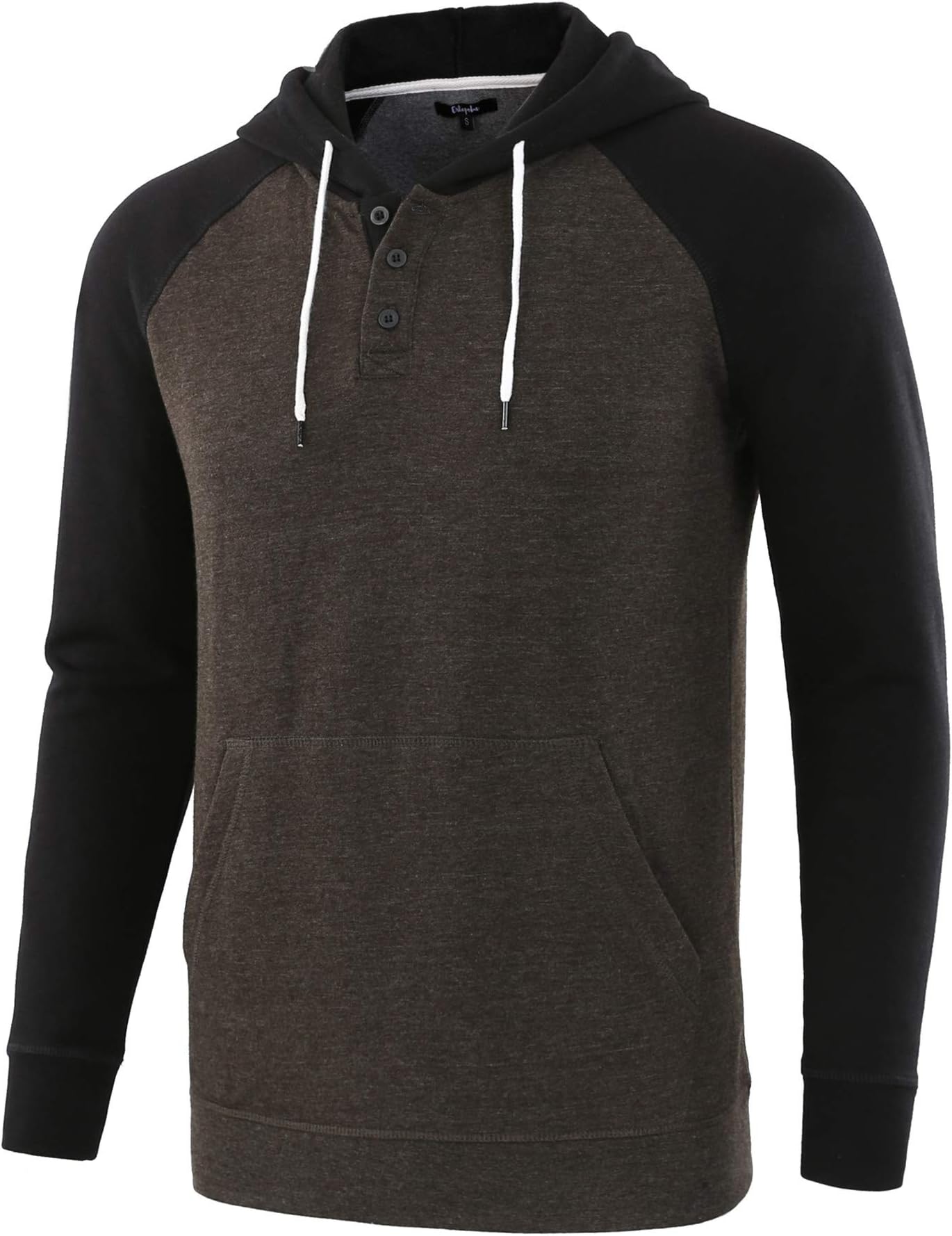 Men's Casual Long Sleeve Henley Sweatshirt Knit Fleece Hoodie Pullover