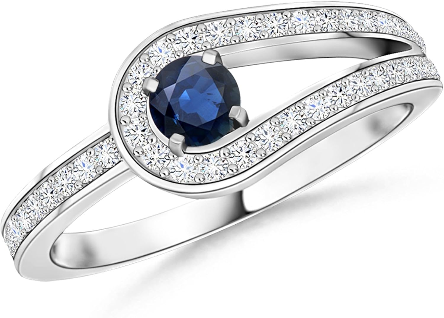 Solitaire Sapphire Knot Promise Ring with Diamonds in 14K White Gold (3