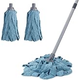 KeFanta Mops for Floor Cleaning,One Mop Handle with 2 Microfiber Cloth Head | String Wet Mop Replacement Refills Compatible with 0.8" Diameter Stick(1 Pole &amp; 2 Heads)