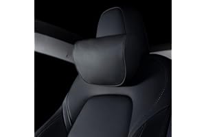 HOPON Headrest Pillow for Tesla Model 3 Model Y,Tesla Neck Pillow with Nappa Leather,Soft Pillow for Relieving Stiffness,Tesla Accessories 1 Pack - Black