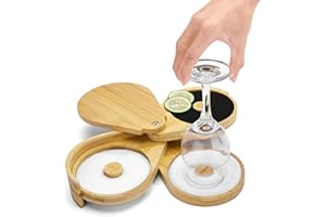 Margarita Salt Rimmer Set,1 Pack 3 Tier Bar Glass Rimmer Bamboo Wood Sugar Salt Box with Sponge,Bartender Tool for Cocktail a
