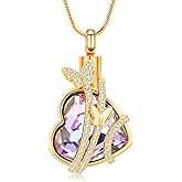 Hearbeingt Butterfly Heart Urn Necklaces for Ashes Crystal Cremation Jewelry Stainless Steel Ash Pendant for Human/Pets Memorial Necklace Keepsake Jewelry with Fill Tool