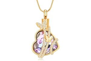 Cremation Jewelry Urn Necklace for Ashes Pendants Butterfly with Flower Memorial Funeral Keepsake Jewelry for Ashes