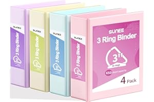 SUNEE 3 Ring Binder 3 Inch D Ring, Clear View Binder Three Ring PVC-Free (Fit 8.5x11 Inches) for School or Office Supplies, A