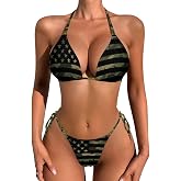 Bikini Set for Women Two Piece Swimsuits V Neck Halter String Triangle Bathing Suits