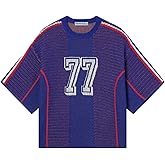 Aelfric Eden T Shirts Number Stripe Unisex Oversized Graphic Knit Tee Color Blocking Streetwear Tops