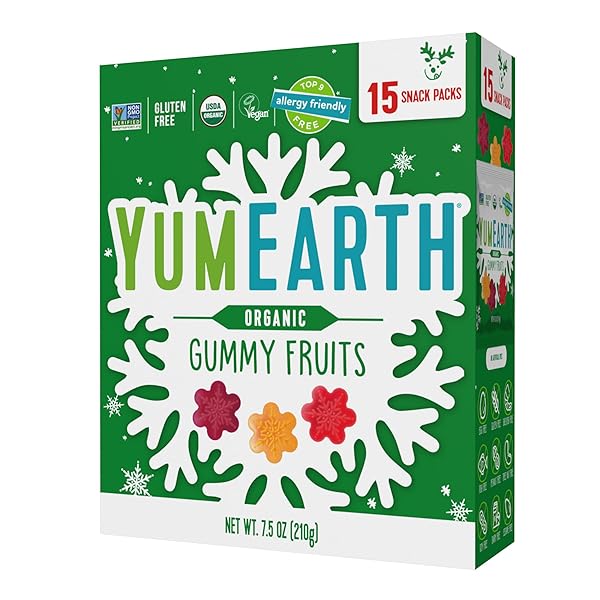 YUMEARTH HOLIDAY ORGANIC GUMMY FRUITS 15CT BOX ALLERGY...