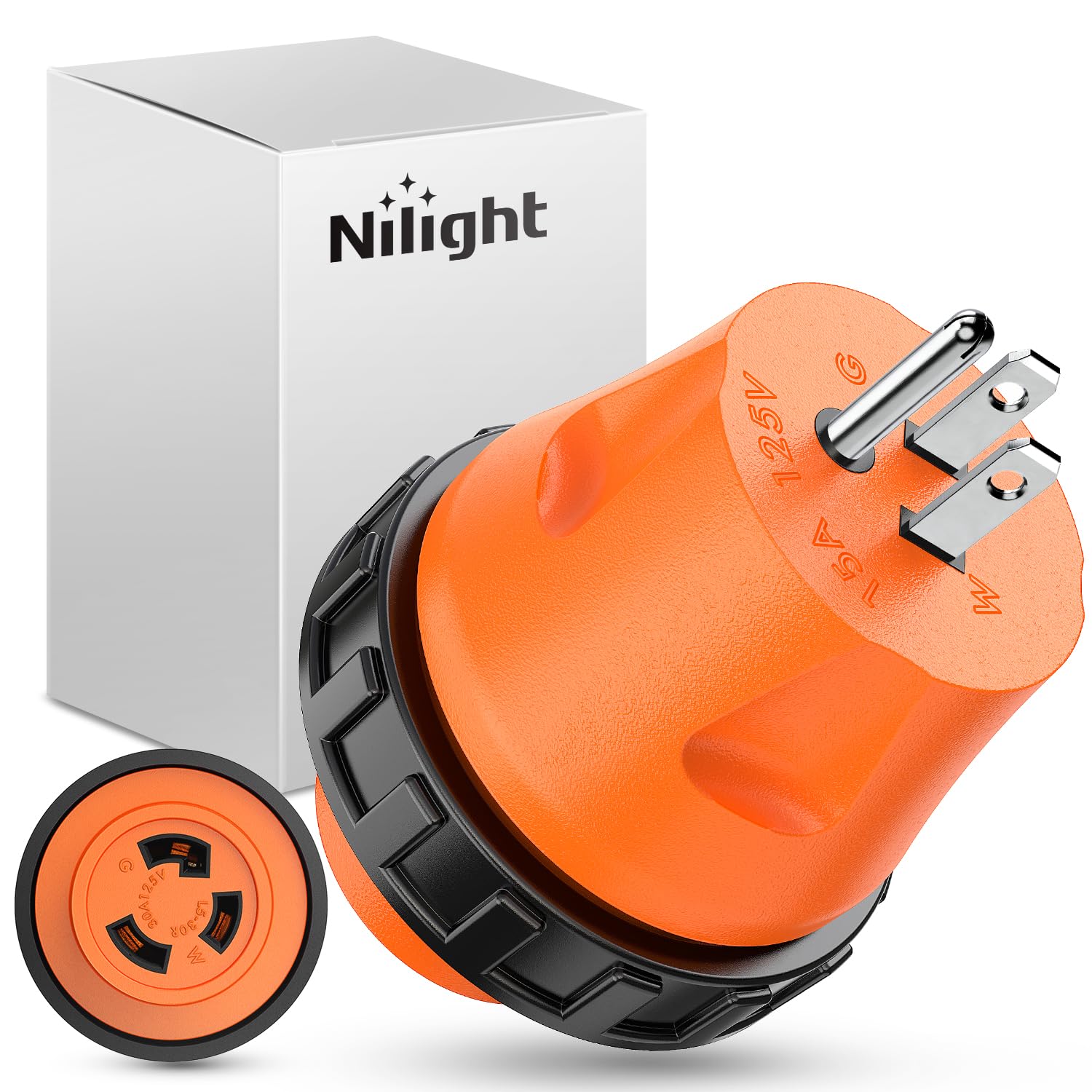 Photo 1 of Nilight 15 Amp to 30Amp RV Power Adapter 110 Volt Twist Locking Connector 5-15P to L5-30R 15A Male Plug to 30A Female Receptacle for Generator Camper Electrical Converter