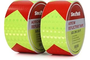 SinoPack Reflective Tape 2Pack 2IN X 30FT Waterproof High Visibility Red & Yellow, Industrial Marking Arrow Reflective Tape Heavy Duty Hazard Caution Warning Safety Adhesive ReflectiveTape