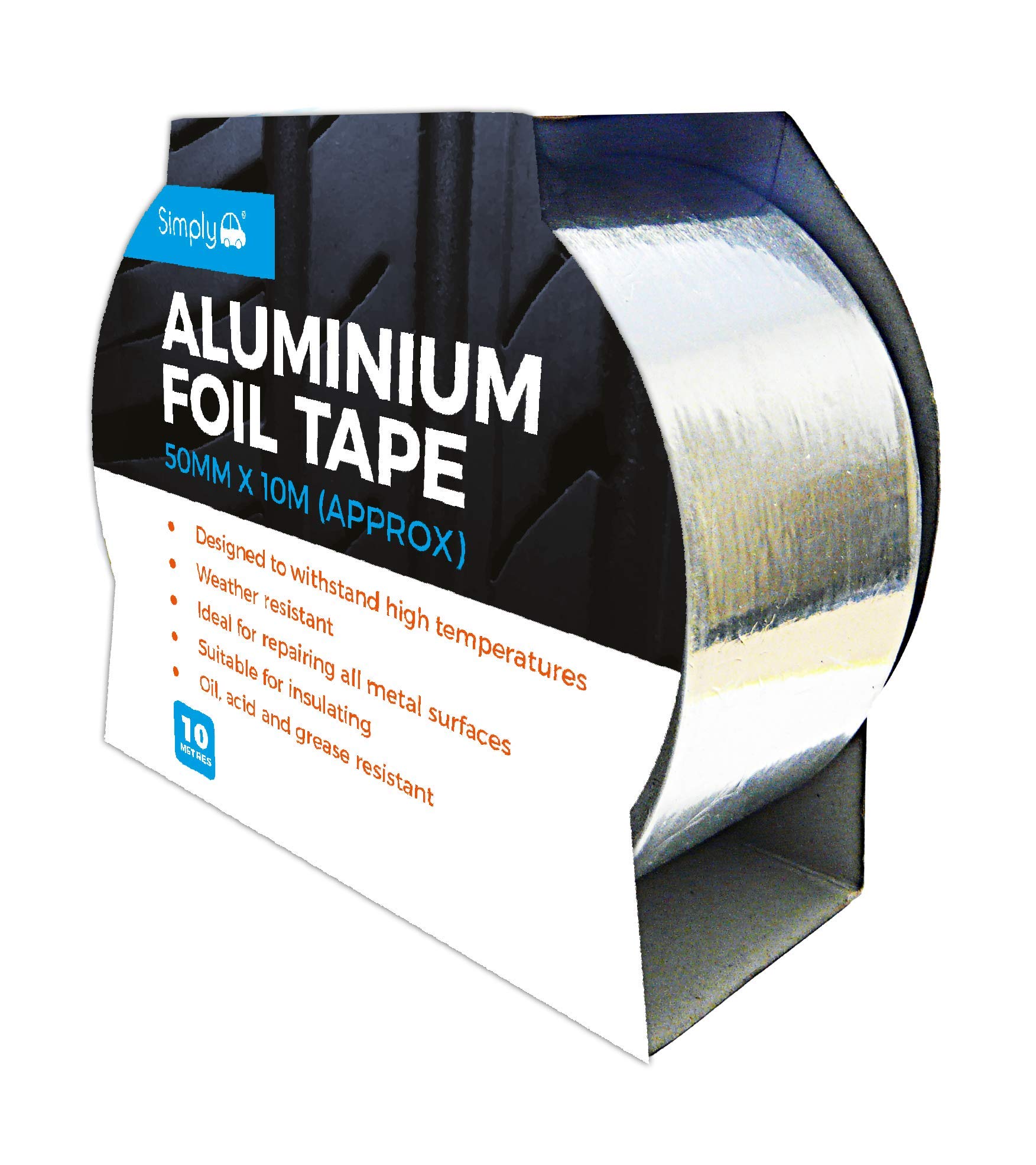 Simply AFT1 Aluminium Foil Tape 50mm x 10m - Insulation Heat Resistant Tape Ideal For Insulation - High Adhesion - Easy To Use