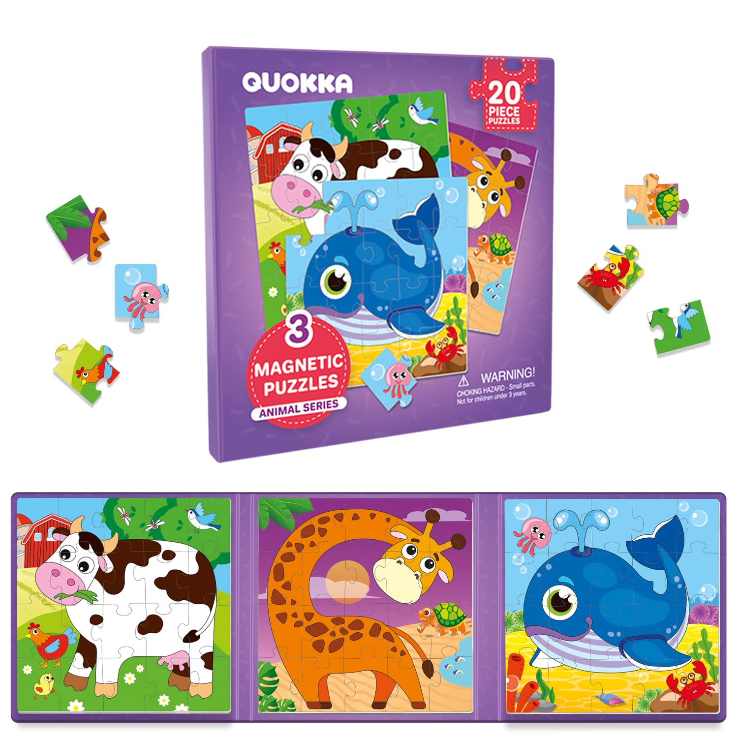 QUOKKA Kids Puzzles for Boys and Girls Magnetic Travel Animal Car