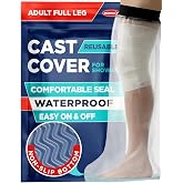 100% Waterproof Cast Covers for Shower Leg - Tight Seal - Non-Slip Bottom | Reusable Adult Full Leg Cast Protector - Knee, Ankle, Foot, Thigh - Post Surgery Bandage &amp; Dressing Bag for Wounds &amp; Burns