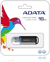 ADATA C906 16GB USB 2.0 Black Flash Drive - Windows Mac Linux Compatible view 2
