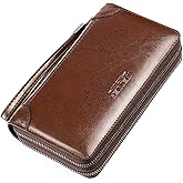 Large Wallet Clutch Long Leather Phone Purse Business Hand Clutch Bag Card Holder Travel Wallet for Men Women Father Husband
