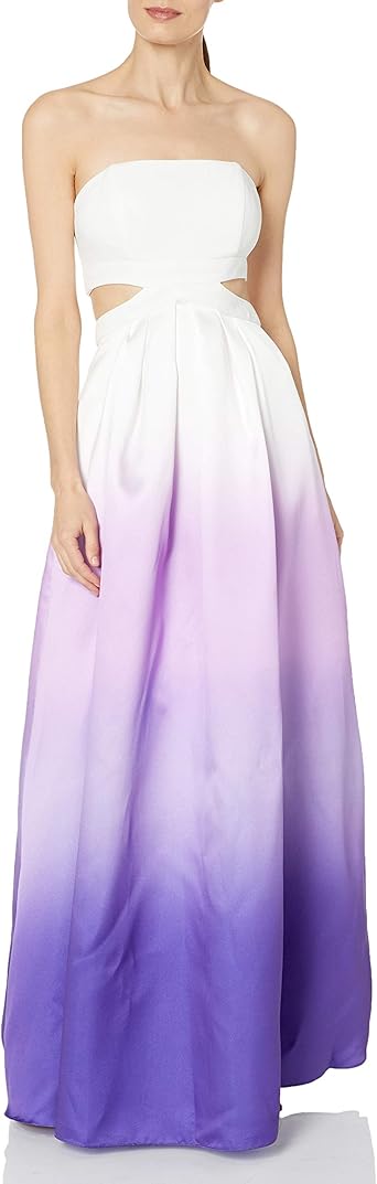 white and purple gown