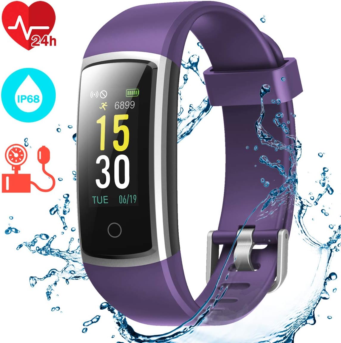 CHEREEKI Fitness Tracker, IP68 Waterproof Activity Tracker with Blood Pressure