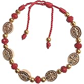 Protection Red Saint Benedict Bracelet with Medals Adjustable Pulsera de San Benito