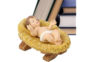 Baby Jesus in Manger Figurine - Resin Baby Jesus Ornaments - Christ in Manger Figurines Nativity Scene for Christmas Indoor D