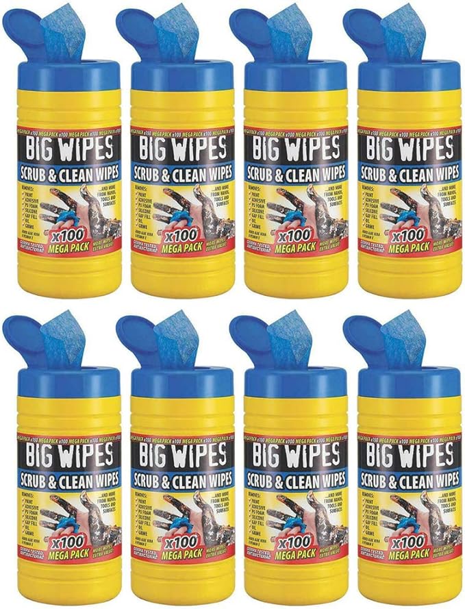 Big Wipes Industrial Antibacterial Scrub Heavy Duty Hand Cleaning Wipes (Pack of 8) Amazon.co
