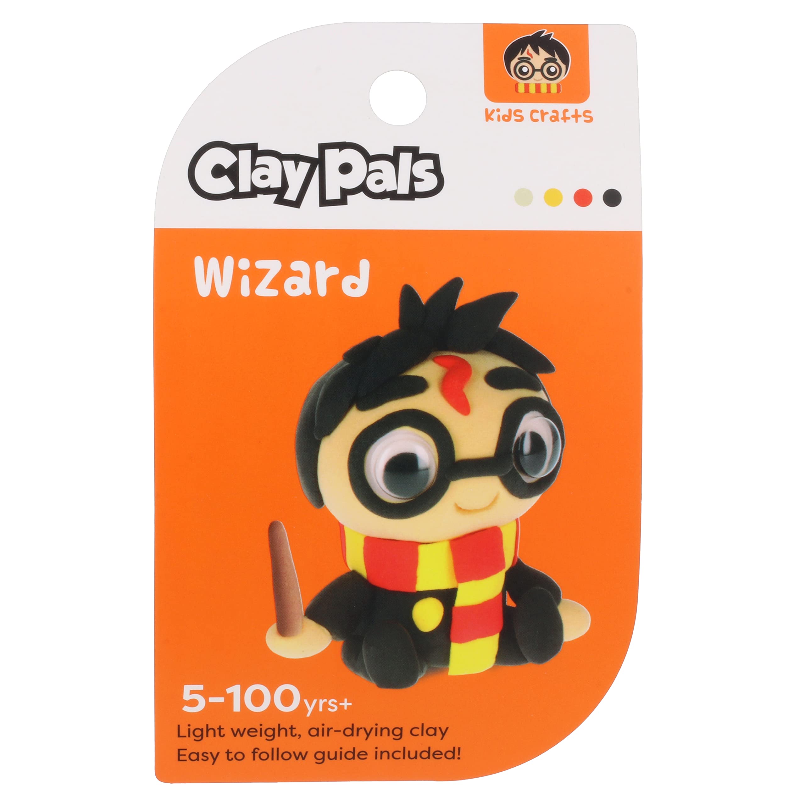 Clay Pals Boy Wizard - Easy Sculpt Fun Fast Air Drying Non Toxic Quick Dry Ultra Light Creative Clay Art and Craft Modelling Set for Kids