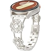 WINGLE for Galaxy Watch 8/8 Classic Band 40/44/46mm Galaxy Watch 7 6 5 4 FE Band 40mm 44mm Samsung Watch 5 Pro Bands 45mm, Women Bling Sparkling Diamond Bands for Watch 6/4 Classic 43mm 47mm 42mm 46mm