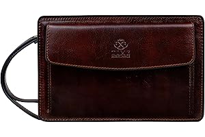 Time Resistance Leather Clutch for Men Organizer Wrist Bag Briefcase Handmade in Italy Gift Box Included