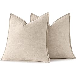 MIULEE Decorative Linen Euro Sham Pillow Covers