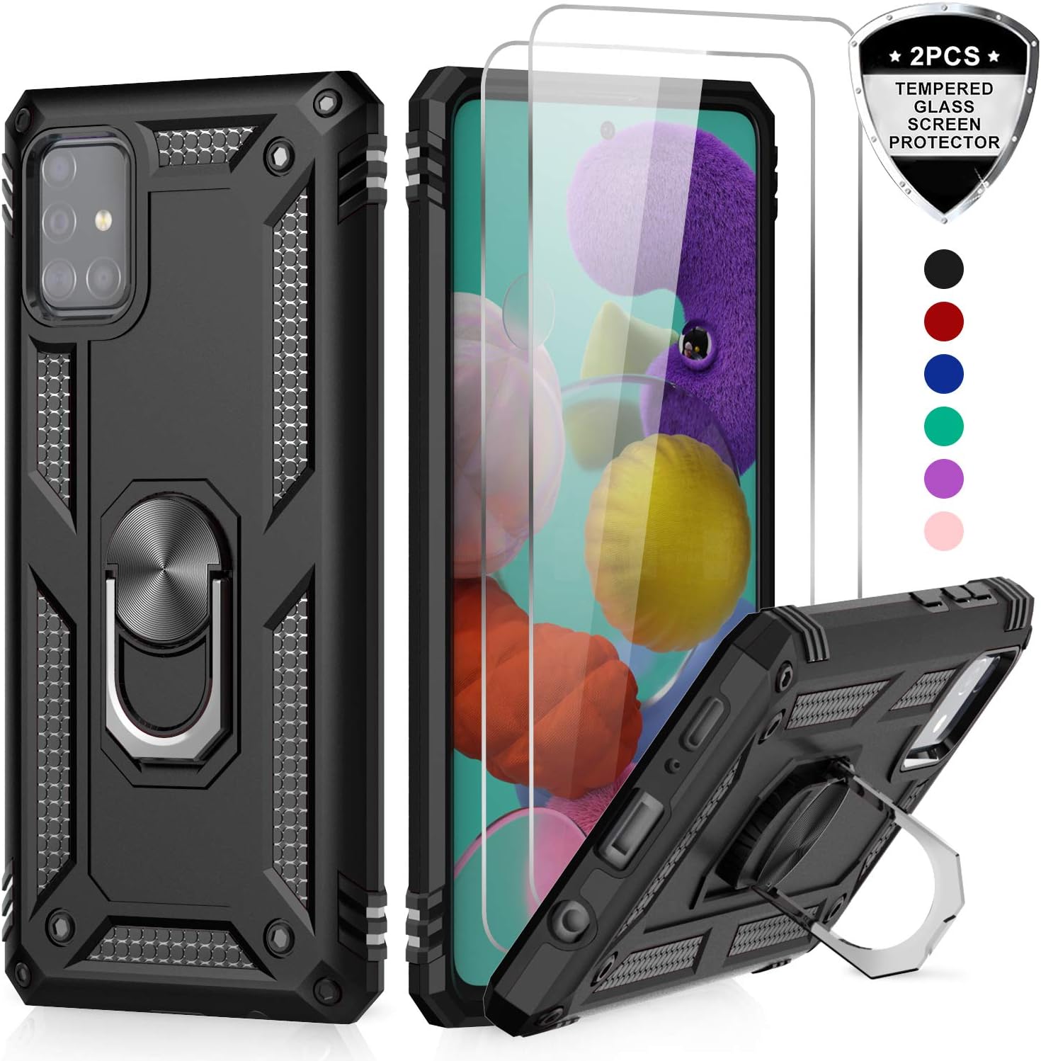 LeYi for Samsung Galaxy A71 Case and 2 Tempered Glass Screen Protector