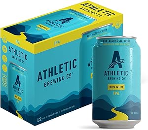 Athletic Brewing Company Craft Non-Alcoholic Beer - 12 Pack x 12 Fl Oz Cans - Run Wild IPA - Low-Calorie, Award Winning - The