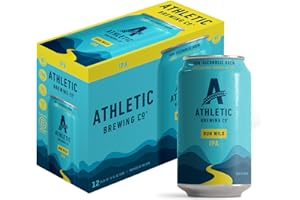 Athletic Brewing Company Craft Non-Alcoholic Beer - 12 Pack x 12 Fl Oz Cans - Run Wild IPA - Low-Calorie, Award Winning - The Ultimate Sessionable IPA Subtle Yet Complex Malt Profile