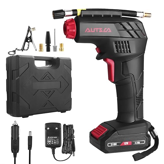 AUTSCA Elektrischer Luftkompressor12V 130 PSI Tragbarer Digitale Luftpumpe mit digitaler LCD-Anzeige Auto pumpe, geeignet zum