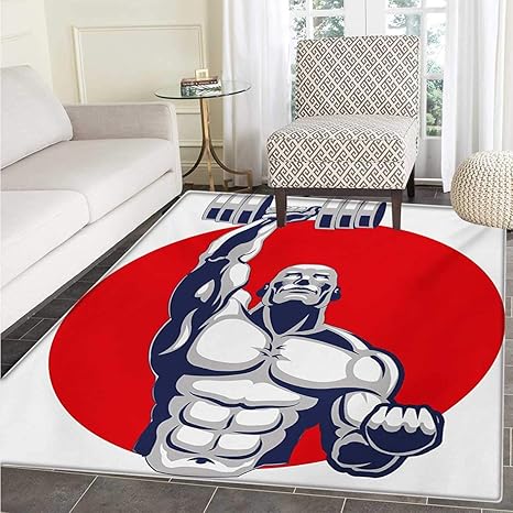 Amazon Com Fitness Bath Mats Floors Muscular Man Lifting Barbells