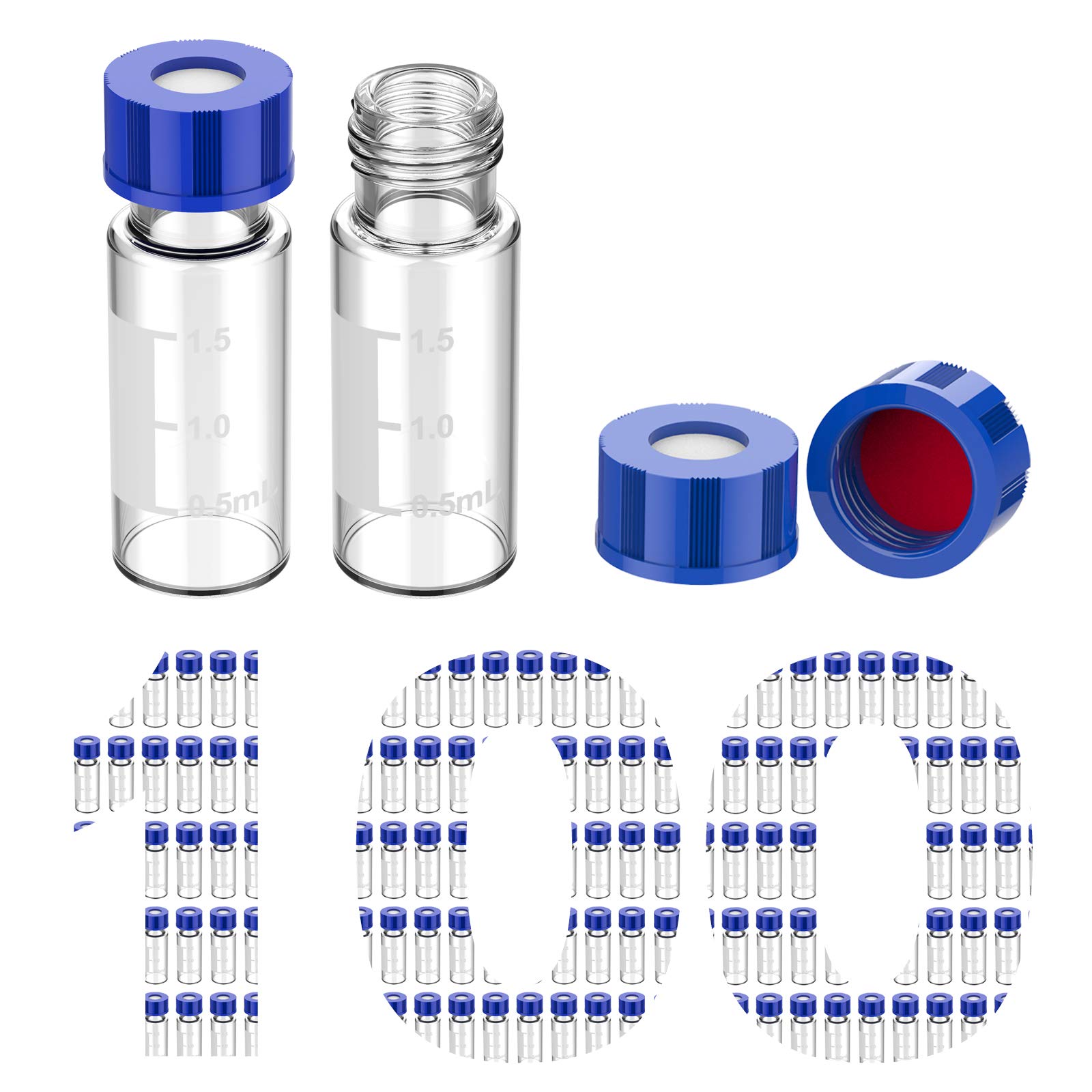 Autosampler Vials, Membrane Solutions 2ml HPLC Vials, 9425 Lab Clear Vials with Writeon Spot