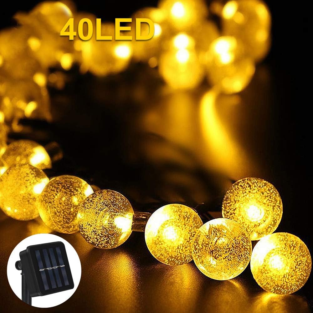 Nasharia Solar Led String Lights, 40 LED 7.5M/25Ft Waterproof Indoor Outdoor Festival Lights Crystal Ball Decorative Fairy Lights for Garden Patio Yard Home Parties