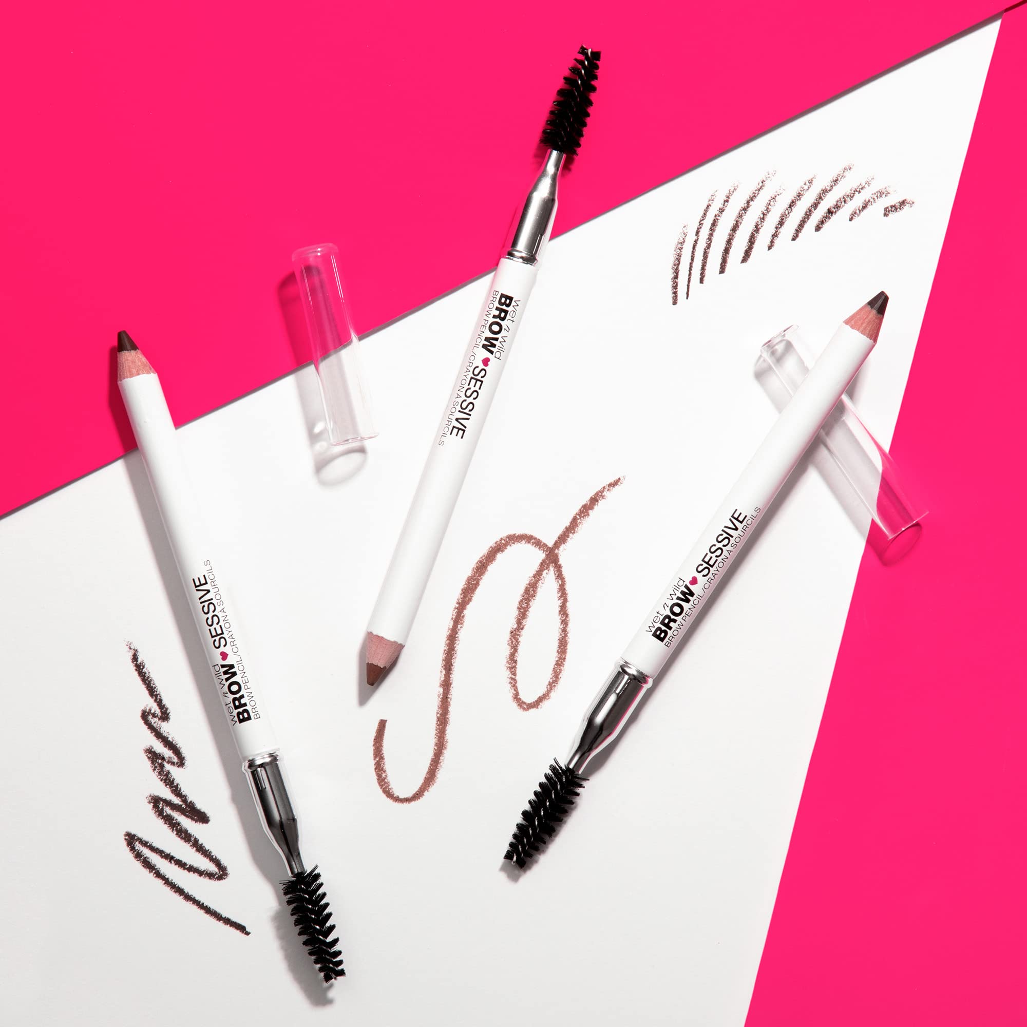 wet n wild Brow-Sessive Brow Pencil, Ultra-Precise Dual Ended Spoolie Brush for Perfect Buildable Blendable Shaping, Natural Lasting Shades for Every Brow, Cruelty-Free & Vegan- Medium Brown(Packaged)