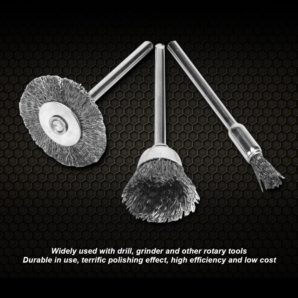 Haofy 24Pcs Brass Steel Coated Wire Brush Wheel & Cup Brush Set, Coated Wire Drill Cleaning Brush Kit - Image 4