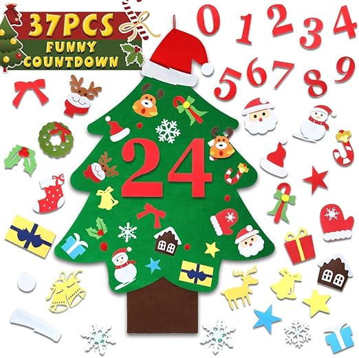 Download Amazon Com Safetyon Diy Felt Christmas Tree With 37pcs Ornaments Xmas Decorations Wall Hanging Felt Trees Craft Kits For Kids Christmas Party Supplies Home Kitchen PSD Mockup Templates