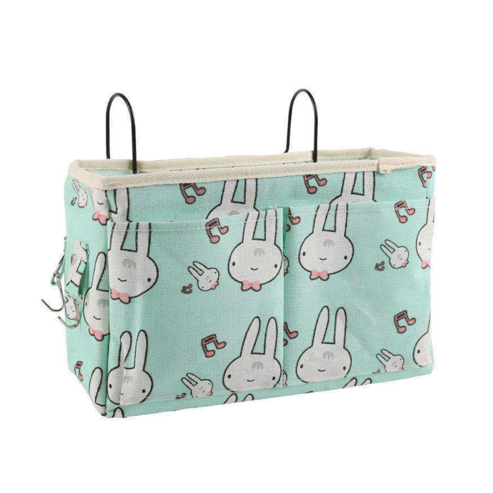 yeemeen Bedside Organiser, Rabbit Large Capacity Bedside Hanging Storage Bed Pocket Basket with Hanging Hook Dormitory Bed Organiser Caddy for Home Office School