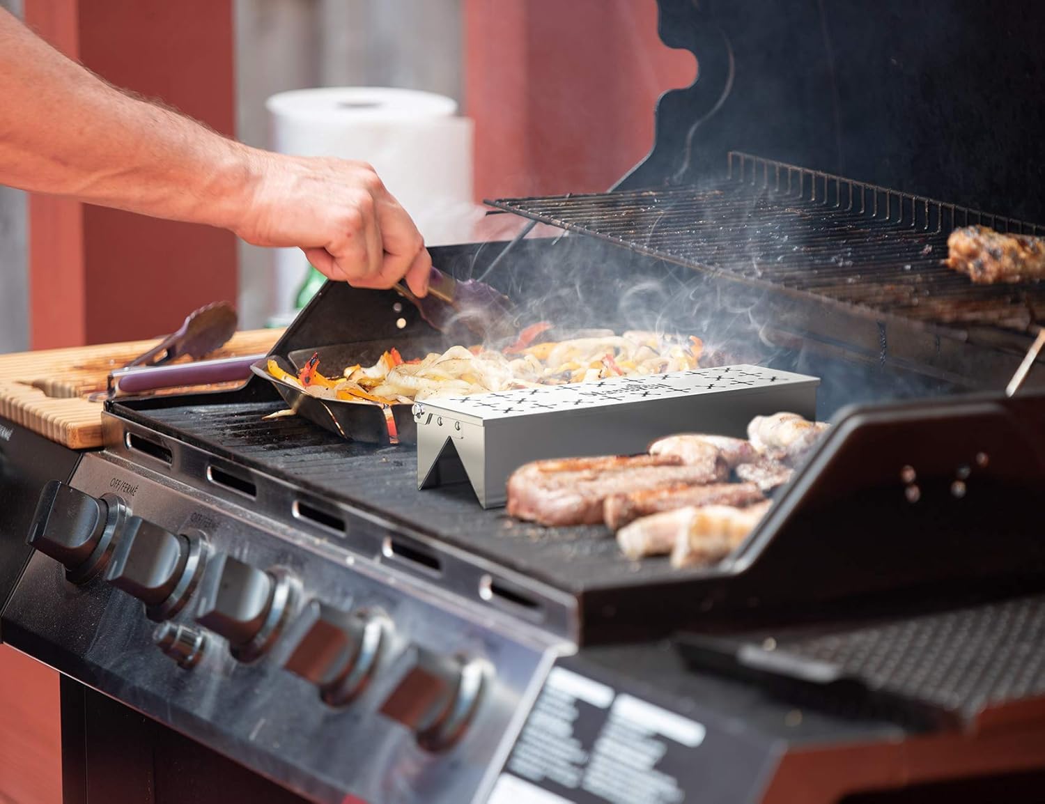 Stanbroil Double V-shape Smoker Box for Charcoal & Gas Grill, Unique W-Shape Design on Bottom, Provides Great Smoky Flavor, Stainless Steel: Kitchen & Dining