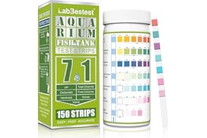 LabBestest Aquarium Test Strips - Aquarium Water Test Kit - 150 Fish Tank Testing Strips for Freshwater - Pond Water Tester Kits - Rapid Accurate Easy to Test pH, Carbonate, Hardness, and More (7-Way)