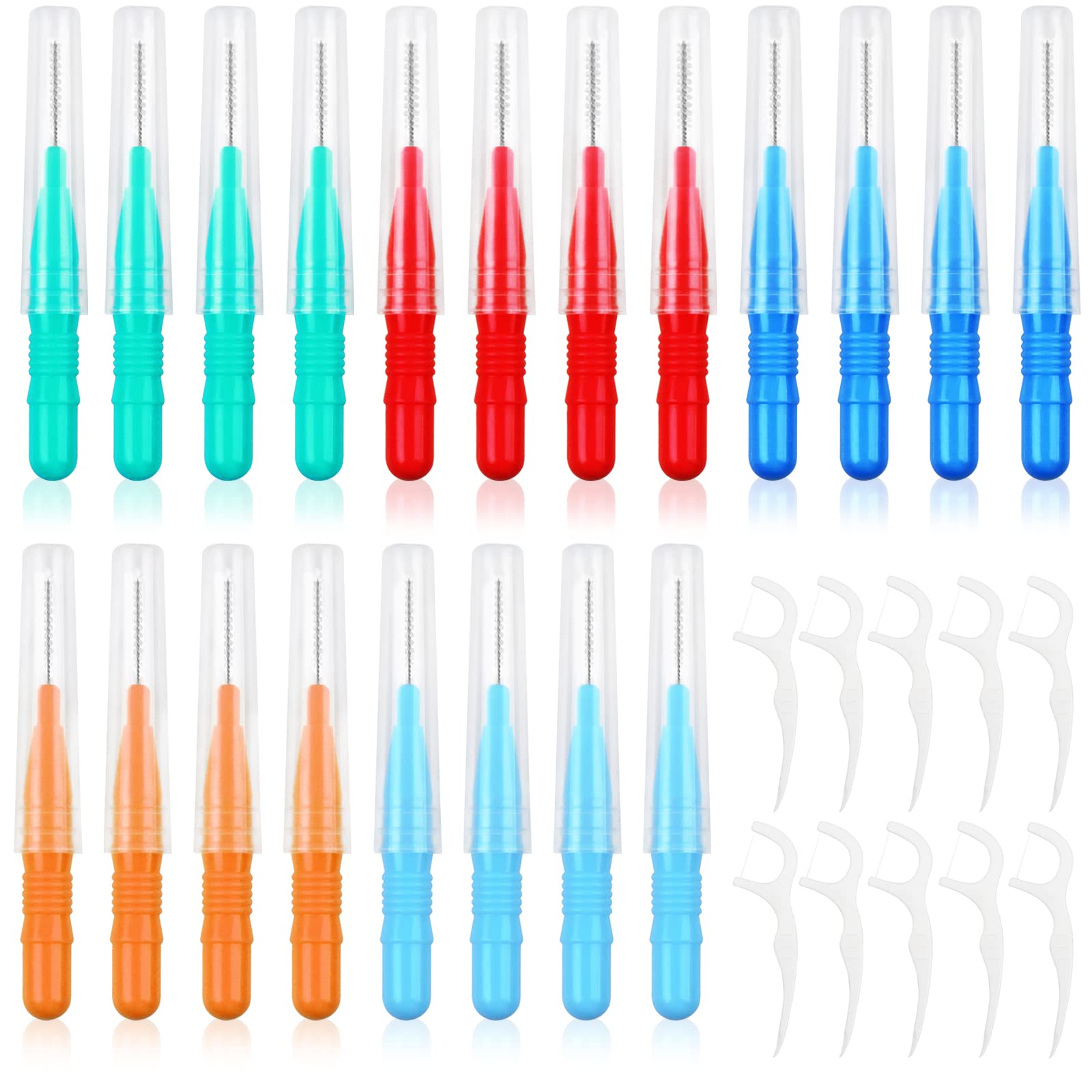 Interdental Brushes, Soft Dental Brushes, Dental Floss Brush, Mini Teeth Brushes, for Cleaning Gaps Between Teeth (0.8mm, with Floss Picks) (0.8mm, 40)