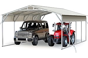 Quictent Heavy Duty 20x20 FT Vertical Roof Metal Carport, Pre-Drilled All Weather 2 Car Shelter for RV, Vehicles & Farm Equipment