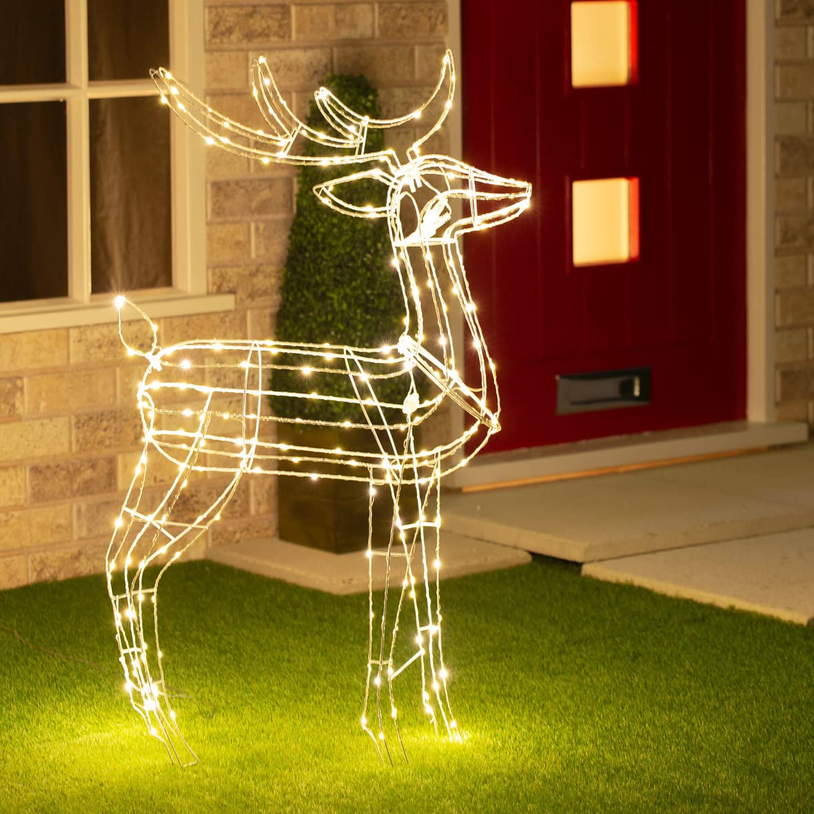 The Christmas Workshop LED Light-Up Reindeer Christmas Decoratio, Outdoor Garden Christmas Lights, 250 Warm White LED Lights, Mains Operated, Weatherproof and Long Lasting
