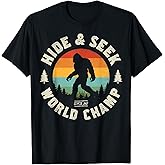 Bigfoot Hide and Seek World Champion Sasquatch Retro Vintage T-Shirt Small